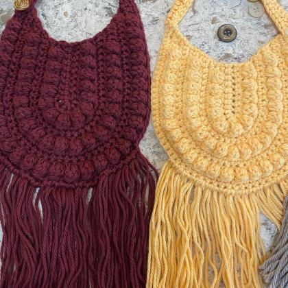 Boho Baby Bib Crochet In 100% Cotton