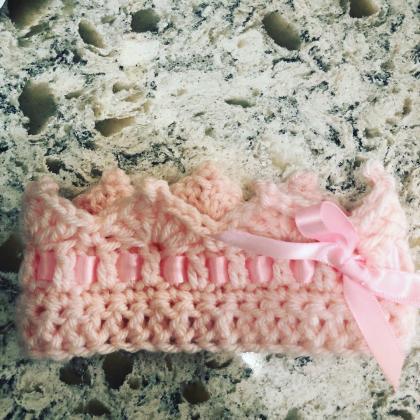 Baby Pink Crown In Soft Crochet Yarn