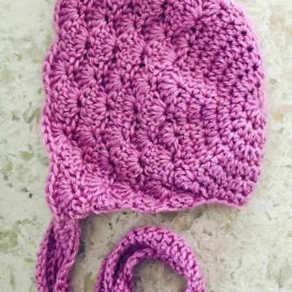 Baby Hat Bonnet In Crochet/ Newborn To Toddler..