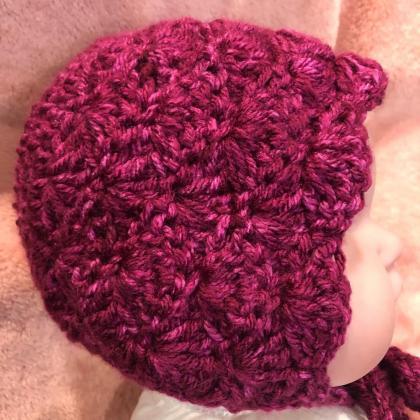 Baby Hat Bonnet In Crochet/ Newborn To Toddler..