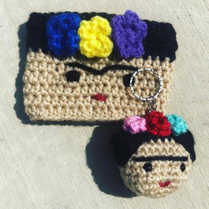 Frida Kahlo Inspired Cup Cozy And Keychain Set