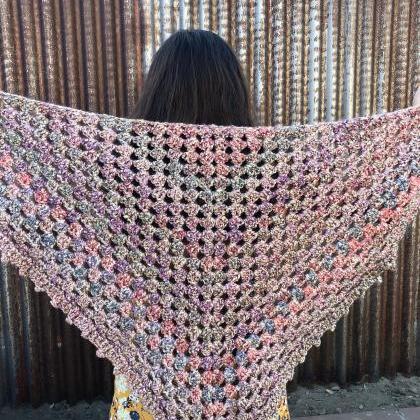 Fall Color crochet shawl, handmade ..