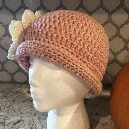 Flapper Hat in Blush Rose handmade