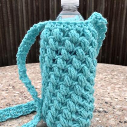 Water Carrier Crochet Bag In Aqua Color
