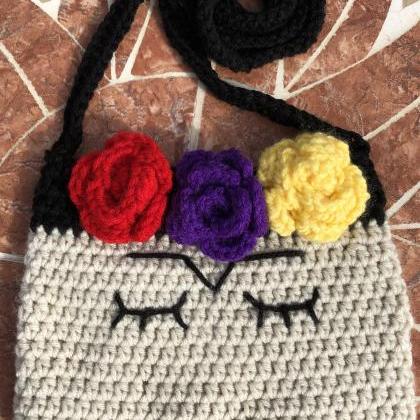 Frida Kahlo inspired crochet purse.