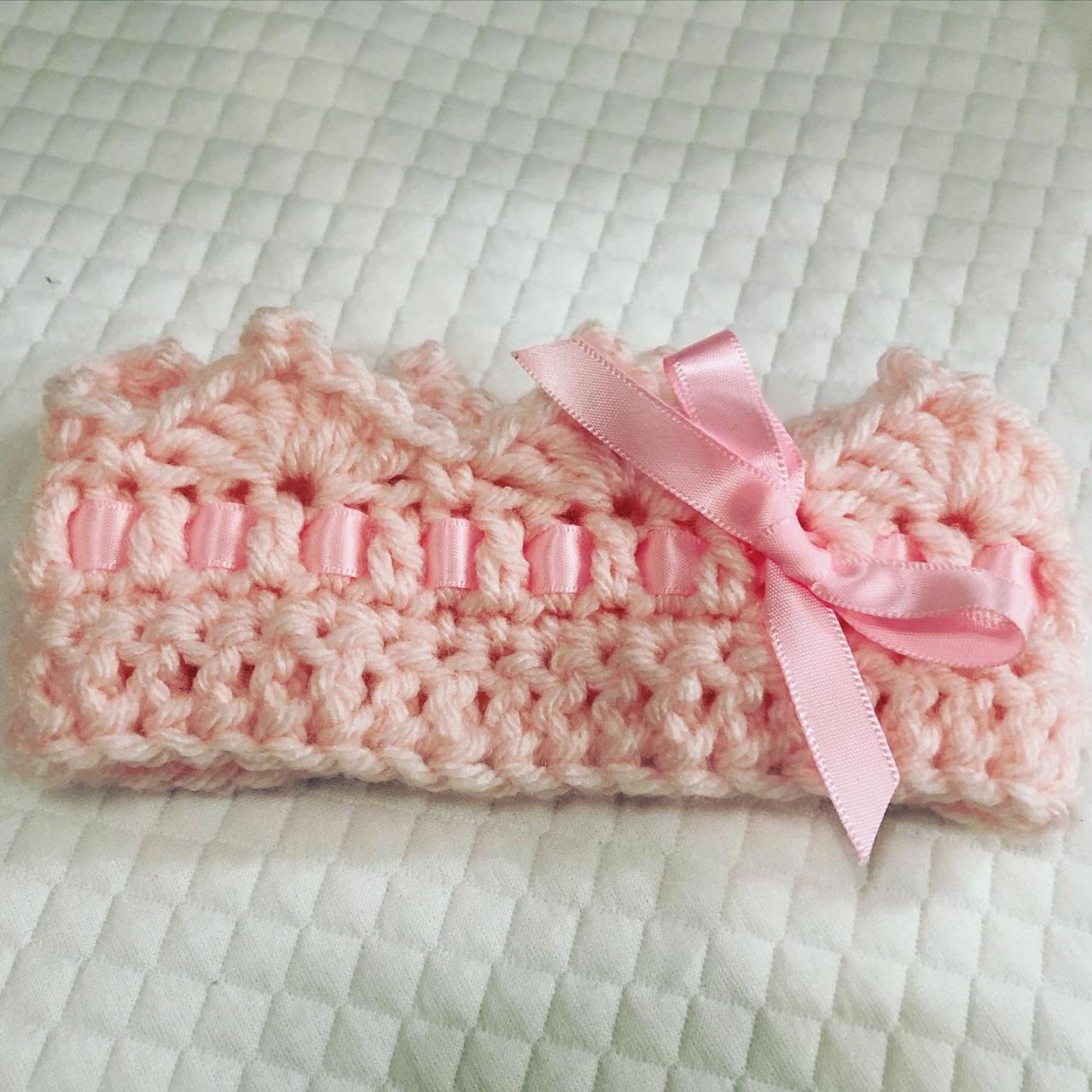 Baby Pink Crown In Soft Crochet Yarn
