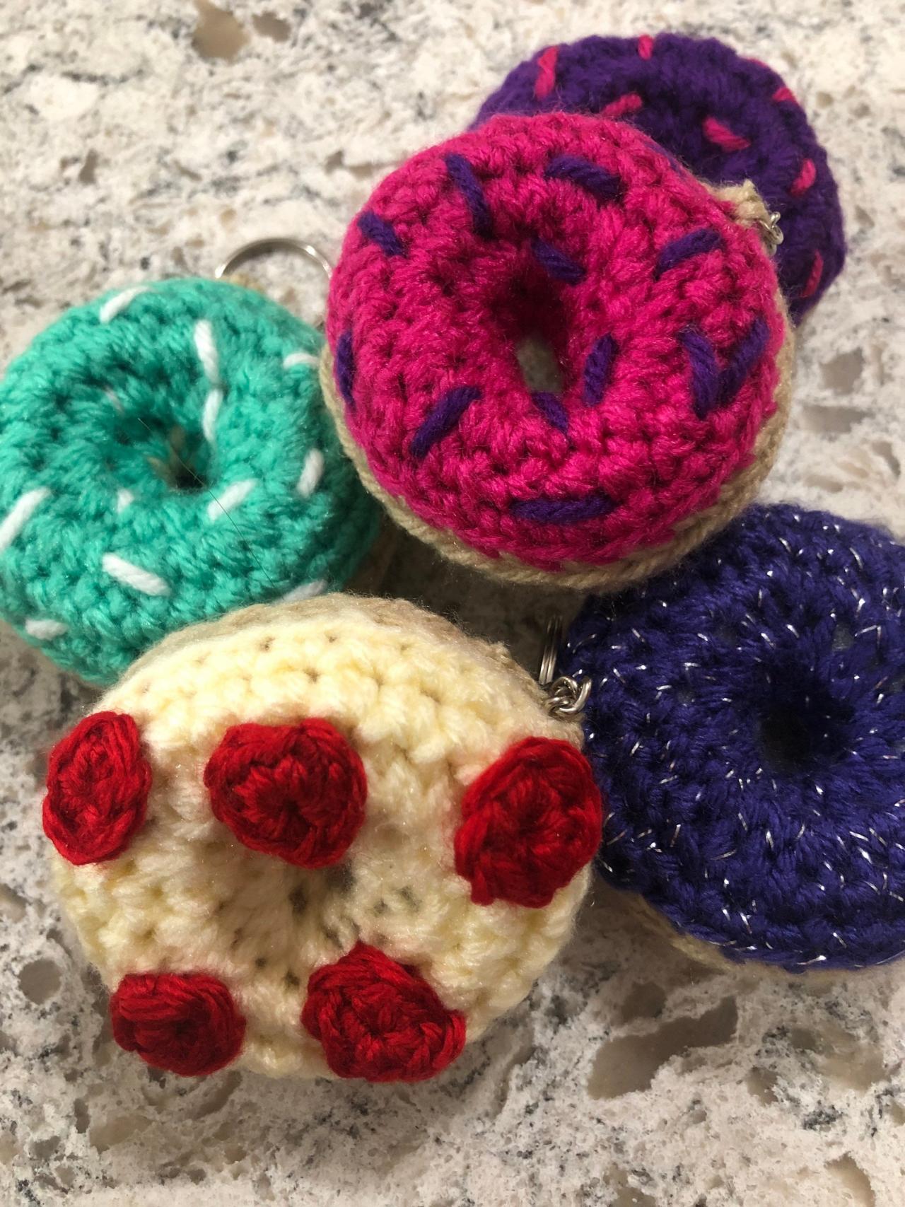 Mini Donut Crochet Keychain