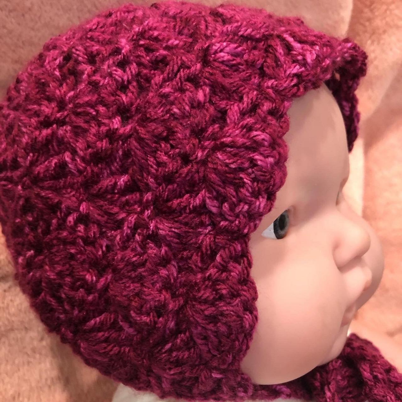 Baby Hat Bonnet In Crochet/ Newborn To Toddler Size