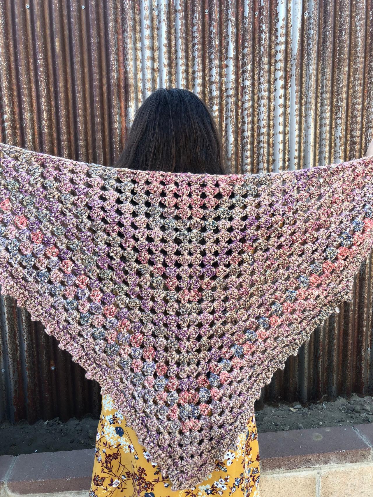 Fall Color crochet shawl, handmade cozy and warm
