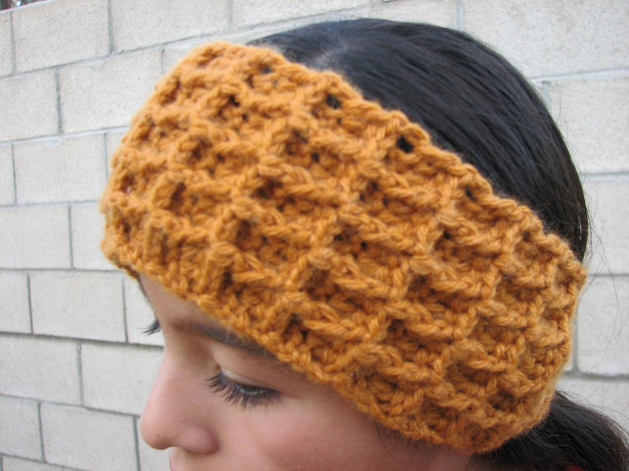 Earwarmer in Waffle or 3D stitch crochet headband handmade