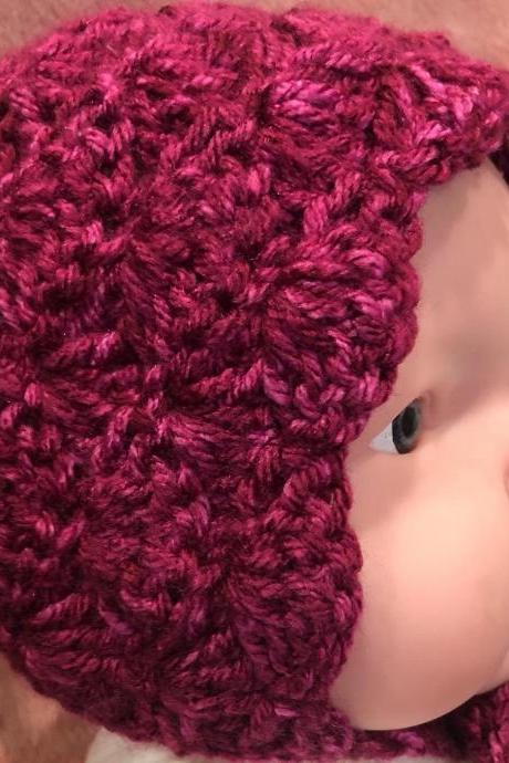 Baby Hat Bonnet in crochet/ newborn to toddler size