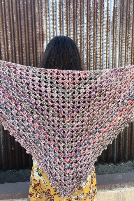 Fall Color Crochet Shawl, Handmade Cozy And Warm