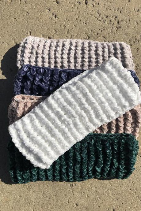Velvet crochet ear warmer/headband, winter fashion