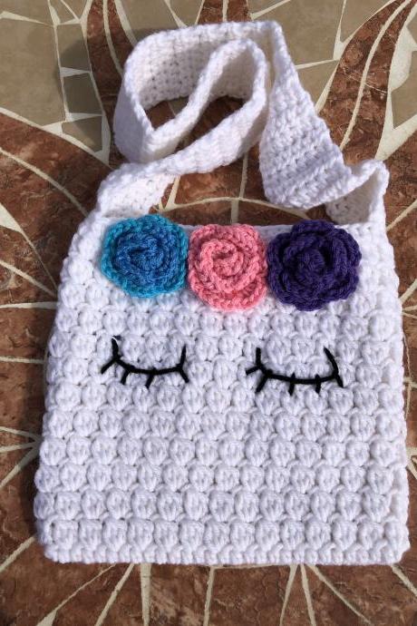 Unicorn crochet crossbody purse for girls