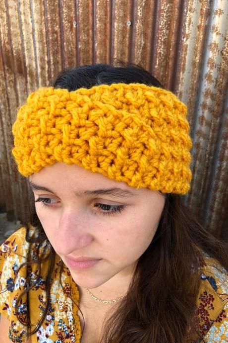 Mustard Twisted Headband/Ear warmer crochet/cozy