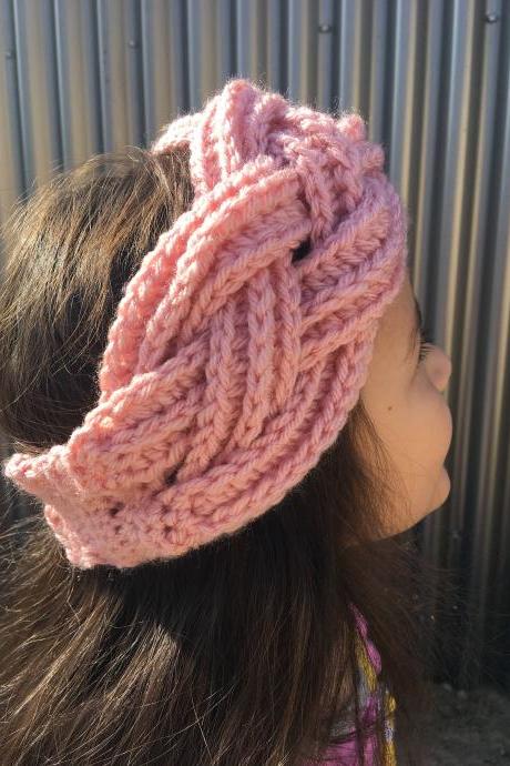 Rose Warm Twisted Cozy Crochet Headband/ear Warmer Handmade